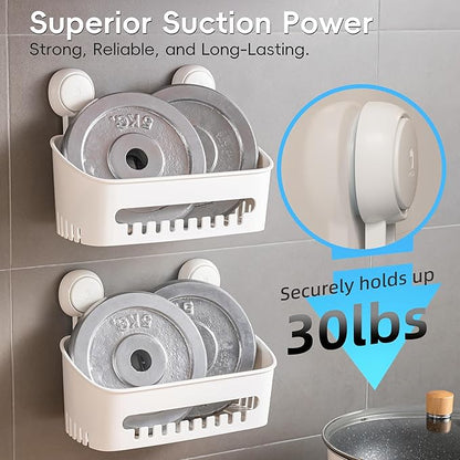 MoJoTools Shower Caddy Suction Cup Set - No-Drill Removable 3-Pack Organizer with Shower Shelf, Soap Dish, and Toothbrush Holder - Strong Suction, Waterproof, Ideal for Bathroom Organization