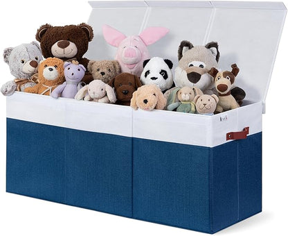 Extra Large Toy Storage Organizer with Lid - Sturdy, Collapsible Toy Chest Storage Box Design - Toys Bin with Dividers for Kids, Nursery, Bedroom, Playroom 37"x16"x14"