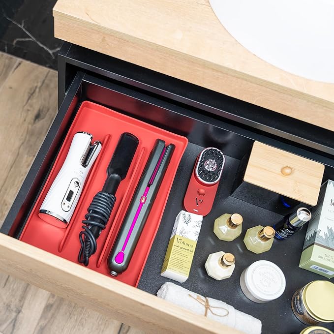 PROBLEM FIXED Hot Tools Organizer | Heat-Resistant Mat for Styling Tools up to 428°F | Drawer Organizer | 14.75" x 9.5" x 1"