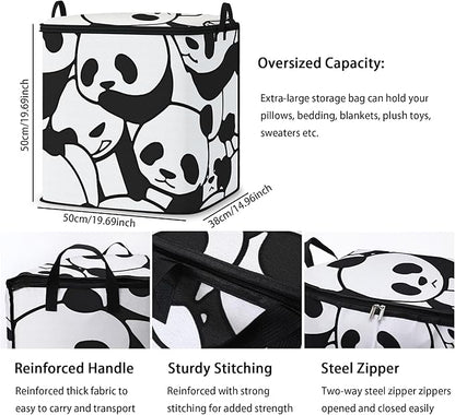 Large Comforter Storage Bag with Zipper,Closet Organizer for Clothes/Blankets/Quilts/Pillows,Fabric Storage Bags with Portable Handles 95L(2-Pack)