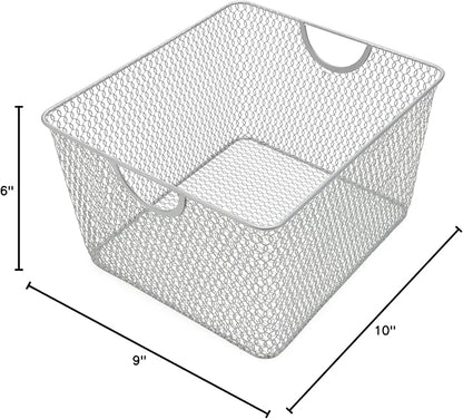 YBM HOME Kitchen Pantry Organizer Wire Basket for Shelves, Cabinets, Pantry, Countertop, Mesh Open Storage Bin Metal Basket for Organizing Food Supplies (24, 10x9x6)
