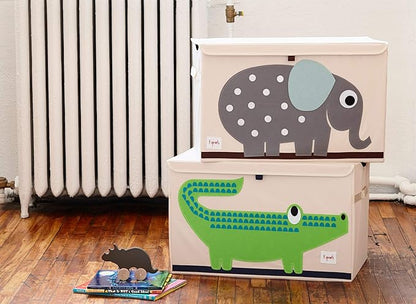 3 Sprouts Large Toy Chest for Kids with Lid and Handles - Collapsible Toy Storage Bin/Trunk/Box/Basket Organizer for Boys & Girls Playroom, Nursery, Crocodile