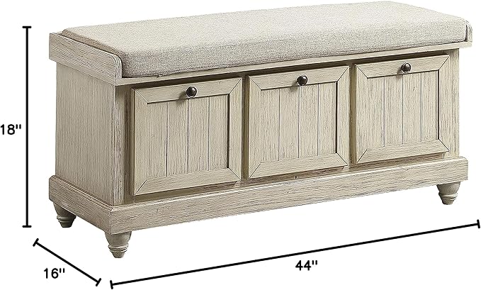 Lexicon Berryessa Lift-Top Storage Bench, Distressed White