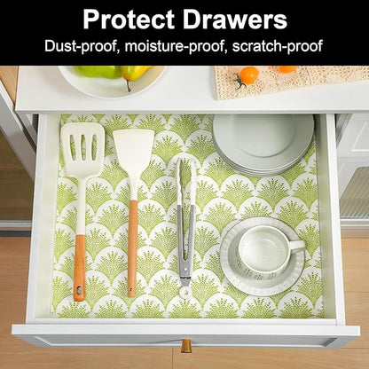 Cooyes Shelf Liners for Kitchen Cabinets, Refrigerator Liners Waterproof & Oil-Proof Kitchen Cupboard Liner Drawer Mats EVA Material Non Adhesive Fridge Liner for Shelves（23.6" W x 118" L）