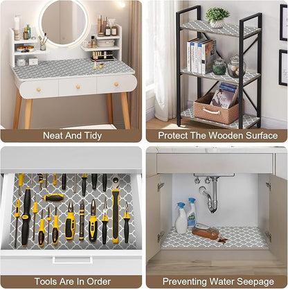 OcePor Non-Adhesive Drawer and Shelf Liner 17.5IN x 30FT，Non Slip Cabinet and Cupboard Liner, Kitchen Cabinet Liners for Shelves, Waterproof Drawer Shelf Liners for Cabinets/Bathroom Cupboard