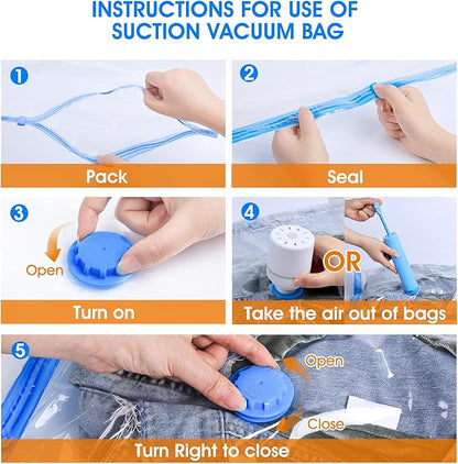 AROIC 10 Pack Vacuum Storage Bags Set - Space Saver Vacuum Bags for Clothing, Blankets, Seasonal Storage with Electric Pump, Vacuum Sealer Bags for Luggage, Travel Essentials, Bedding