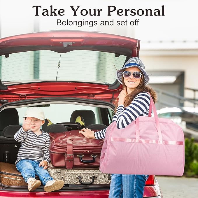 6" Gusseted Waterproof Garment Bag for Travel, 43" Tear Resistance Suit Bag for Men Travel for Suits, Tuxedos, Coats, Uniform. (pink, 42")