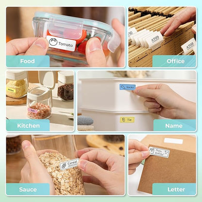 Nelko Label Maker Machine with Tape, P21 Bluetooth Label Printer with 3 Tapes & Case, Wireless Mini Label Makers with Multiple Templates Icon Font Custom for School Office Home, Black