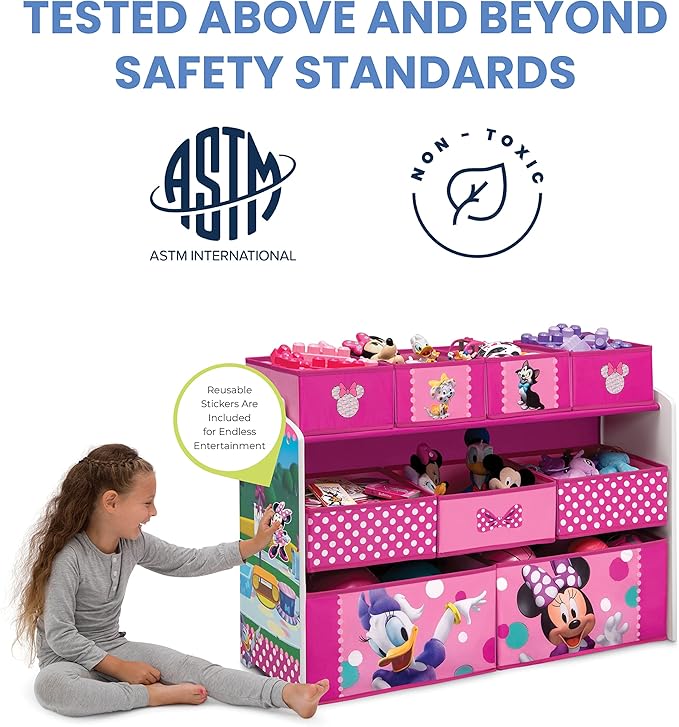 Disney Minnie Mouse Deluxe 9 Bin Design and Store Toy Organizer by Delta Children, Greenguard Gold Certified