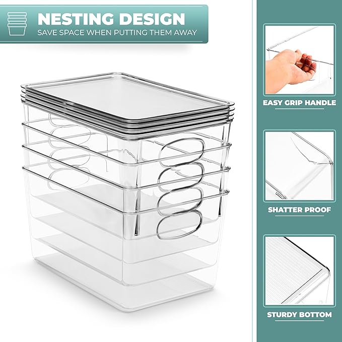 Sorbus Large Clear Plastic Storage Bins with Lids, Clear Stackable Storage Bins, Laundry Room Organizer Bins, Office, Classroom, Playroom, Bathroom, Laundry Room Organization and Storage (4 Pack)
