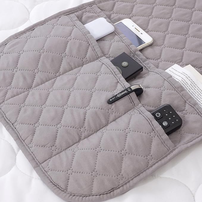 luckyjoyreal Armchair Caddy for Couch Remote Control Holder Non-slip Waterproof Sofa Armset Organizer with 4 Pockets Couch Chair Armrest Storage for TV Remote Control Phone Book 35"x13" Grey 1 Pack