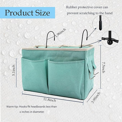 Someteth Bedside Caddy Bedside Hanging Storage Basket Multi-Function Organizer Caddy for Bunk and Hospital Beds Dorm Rooms Bed Rails, Can be Placed Glasses Books Mobile Phones(Green)