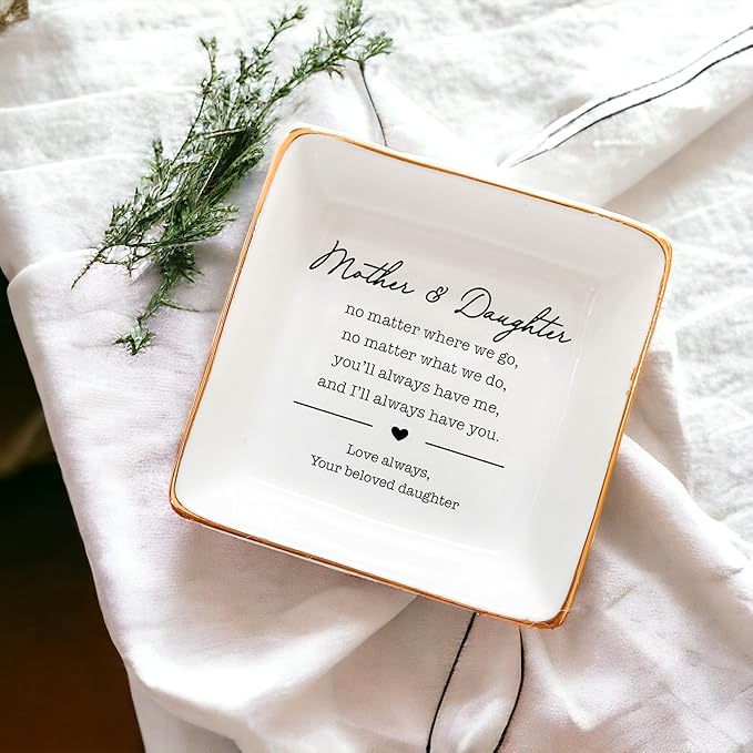 Mother Gift, Square Ring Dish, Jewelry Dish, Jewelry Storage, Mothers Day Gifts, Gift From Daughter, Bonus Mom Gift, Step Mother Gift, Mother Appreciation, Mother Present, Mother Birthday Gift…