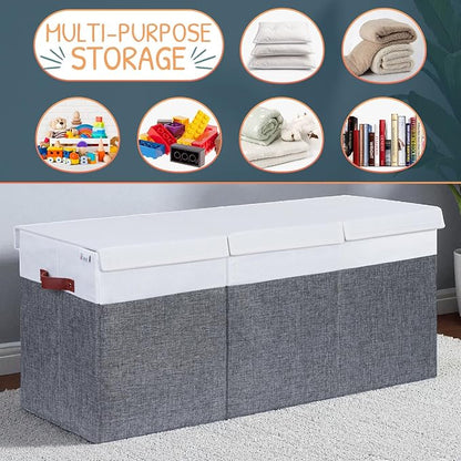 Extra Large Toy Storage Organizer with Lid - Sturdy, Collapsible Toy Chest Storage Box Design - Toys Bin with Dividers for Kids, Nursery, Bedroom, Playroom 37"x16"x14"