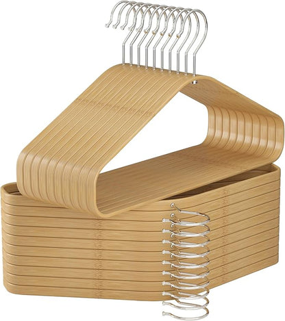 APRTAT Bamboo Hangers - 30 Pack, Slim & Durable Suit Hangers with 360-Degree Rotatable Hook, for Clothes, Jacket, Shirt, Tank Top, Pant (Natural)