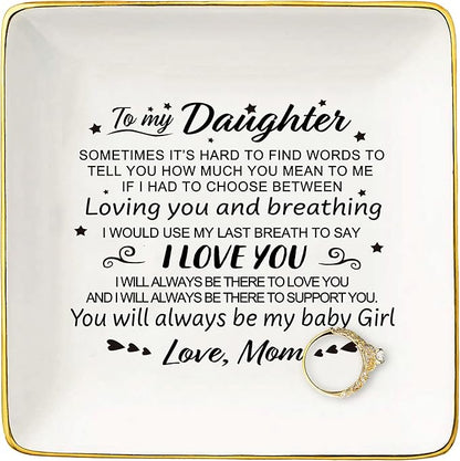 Topthink You Will Always Be My Baby Gir – Daughter Gifts from Mom or Dad-Birthday Graduation Christmas Gifts for Daughter–Ceramic Jewelry Holder Ring Dish Trinket Tray