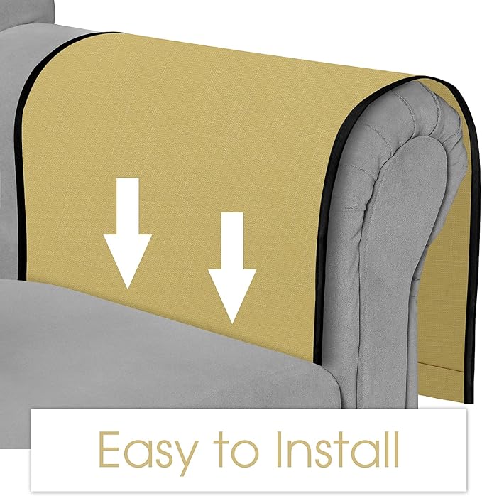 Joywell Remote Holder for Recliner Armchair Caddy Couch Armrest Non Slip Sofa Arm Chair Caddie with 6 Pocket for Magazine, Tablet, Phone, iPad, Think Linen, Yellow