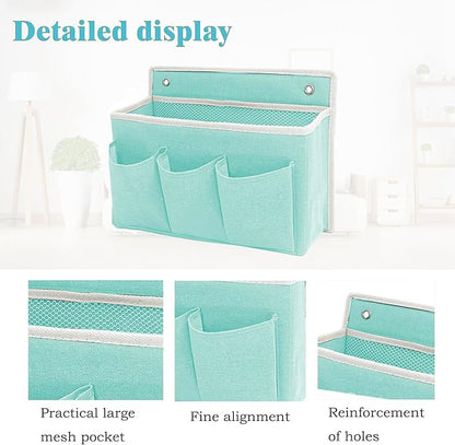2-Pack Wall Hanging Organizer Bag/Hanging Baskets with Large Mesh Compartment & 3 Pockets，Over the Door Organizer Space Saving Storage for Bedroom,RV Camper, Closet (Green -2 Pack)