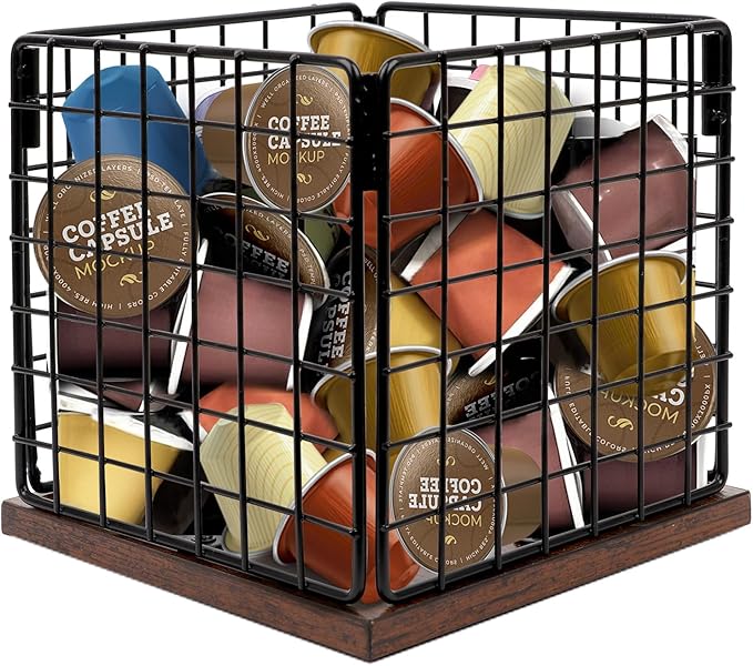 Coffee Pod Holder Basket-Sturdy Coffee Pod Holder Organizer Large Capacity Storage Basket for Kitchen Countertop Office Desktop