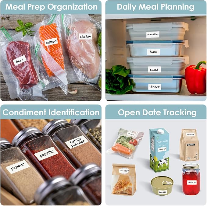 MaxGear 1000 Removable Freezer Labels 1x2 Inch, Waterproof Oil Resistant Stickers No Residue for Food Containers Pantry Jars Organization Meal Prep, 1 Roll