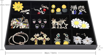 Stratalife Jewelry Tray Bracelet Holder Stackable Jewelry Organizer Removable Jewelry Display Drawer Organizer Holder Storage Show Case (12 Grid)