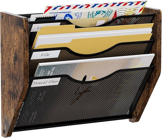 Hanging Wall Files Organizer, 3 Tier Mail Organizer Wall Mounted,Hanging File Holder,Magazine Rack for Documents,Magazine,Literature,File,Mails,Envelopes