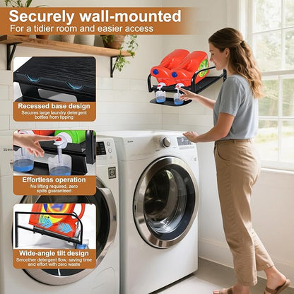 Liquid Laundry Detergent Holder,Laundry Room Hacks,Laundry Detergent Dispenser,Hanging Laundry Station Storage Detergent Stand-Laundry Room Wall (Small-Retro Brown)