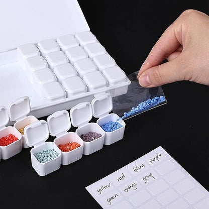 Mr. Pen-Bead Storage Containers, 28 Grids, 2 Pack, White, 160pcs Label Stickers, Bead Organizer, Craft Organizers and Storage, Containers for Organizing, Box (HQUA056M312)