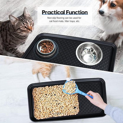 6 Pcs Multi Purpose Boot Tray Waterproof Shoe Mat Tray Indoor Outdoor PET Feeding Mat for Dog Cat Food Bowl Floor Protection with Anti Slip Floor Clean (Black, 30 x 15 x 1.2 inch)