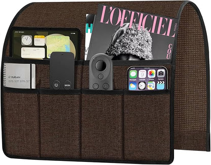 Ntomtuex Armchair Caddy Remote Control Holder for Couch Recliner, Armrest Pocket Organizer for Couch Arm Chair with 6 Pocket for Magazines, Eyeglass, ipad, Phone, Coffee