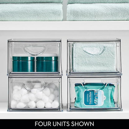 iDesign Clear Plastic Storage Drawer, Stackable Organizer for Bathroom Counter, Vanity, or Under-Sink