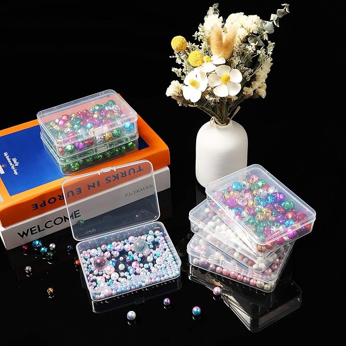 Jetec 18 Pieces Mini Plastic Clear Beads Storage Containers Box for Collecting Small Items, Beads, Jewelry, Business Cards, Game Pieces, Crafts (2.52 x 1.73 x 0.79 Inch)
