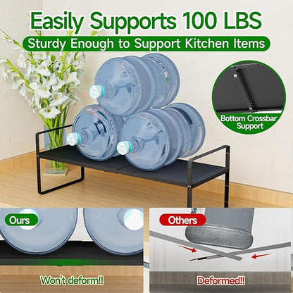 LOCVCDA Expandable Cabinet Organizer Shelf, Adjustable Height Organizer Riser for Kitchen Cabinet Spice Rack Locker Pantry Cupboard Under Sink Countertop Desk Organization Metal Stackable Shelves