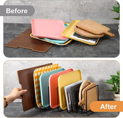 Nodaaiie 2-Pack Steel Cutting Board Organizer, Bakeware Organizer Rack, 5-Slot Baking Sheet Organizer Rack for Kitchen Storage, for Cutting Boards, Cookie Sheets, and Baking Pans, 8.7" x 7.4" x 6.3"