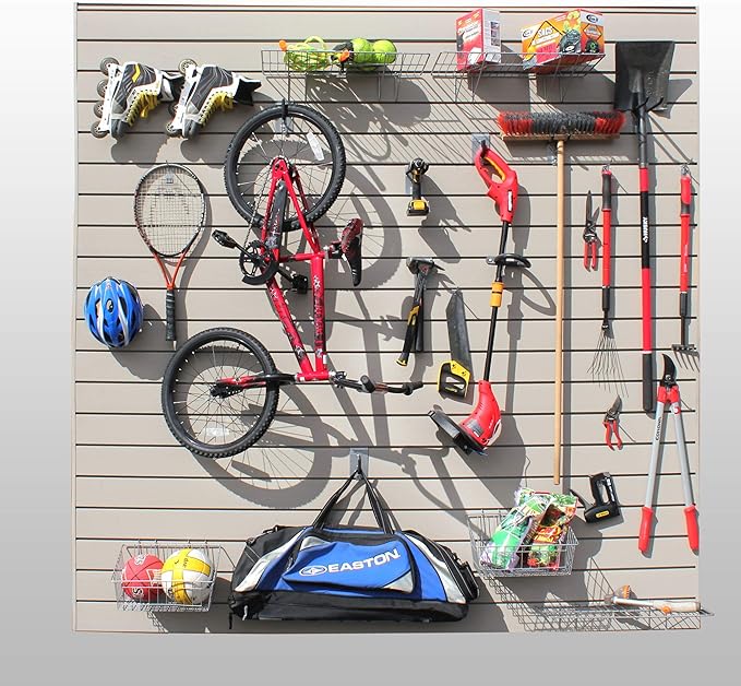 PROSLAT Garage Storage PVC Slatwall Panels -3 Packs of 8 ft. x 4 ft. Sections (30 Single Slats which Make up 96 sq.ft) (Sandstone)