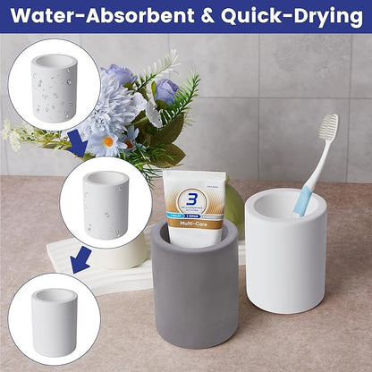Drying Stone Toothbrush Holder, Diatomite Toothbrush Holders for Bathroom Counter, Quick Drying Electric Toothbrush and Toothpaste Holder Bathroom Organizer, Dark Grey