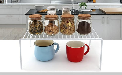 Redrubbit Medium (13 x 9. 4 Inch) Cabinet Storage Shelf Rack, Rustproof Kitchen Counter and Cabinet Shelf, Storage Rack Organizer for Kitchen, Fridge, Cabinet, Bathroom, Set of 4