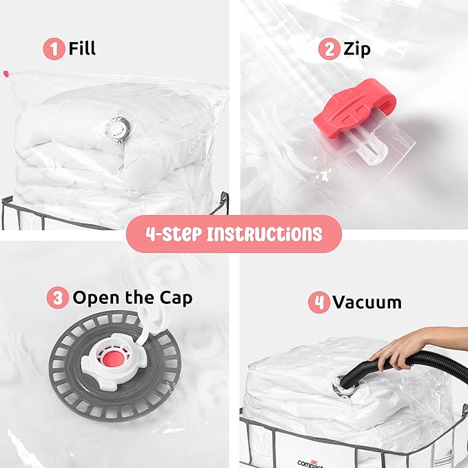 Compactor Vacuum Storage Bag XL | Space Saver Vacuum Storage Bags for Clothes, Comforters & Blankets | Ultimate Storage Solution for Wardrobe | White Semi-Rigid Box |