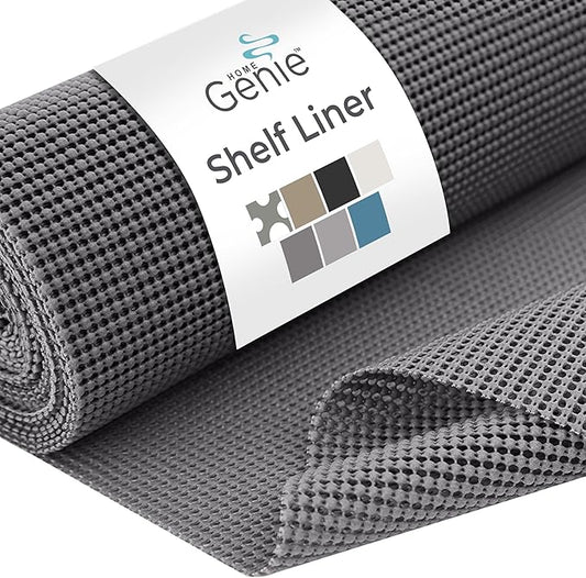 HOME GENIE Shelf Drawer and Cabinet Liner, Durable with Strong Grip, 17.5 IN x 10 FT, Non Adhesive Liners Protect Kitchen Cabinets and Cupboard, Pantry, Bathroom Drawers and Shelves, Desks, Slate Gray