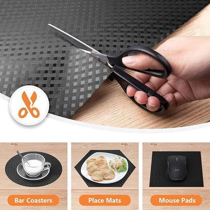 Shelf Liners for Kitchen Cabinets Refrigerator Liners Waterproof & Oil-Proof Kitchen Cupboard Liner Non-Slip Drawer Mats EVA Material Non Adhesive Fridge Liner for Shelves -Black 17.5 x 157.4 Inches