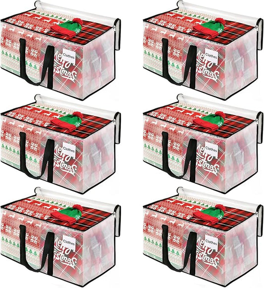 BlissTotes 6-Pack Heavy Duty Extra Large Clear Moving Bags, 93L