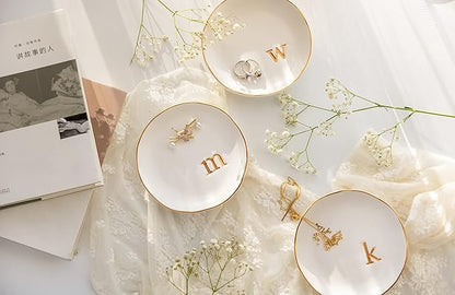 COLLECTIVE HOME - Ceramic Jewelry Tray, Decorative Trinket Dish for Rings Earrings Necklaces Bracelet Watch Keys, Birthday Mother's Day Christmas Gift for Women, 4.75", Glossy (p)