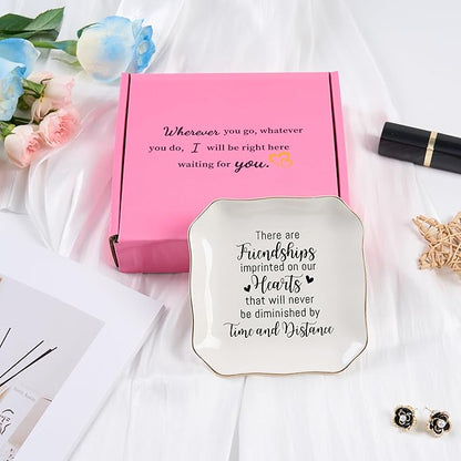 Spegiffu Friendship Gifts for Women Jewelry Dish Ring Trinket Tray - There Are Friendships Imprinted on Our Hearts... Unique Birthday Gift for Best Friends Christmas Valentine's Mother's Day