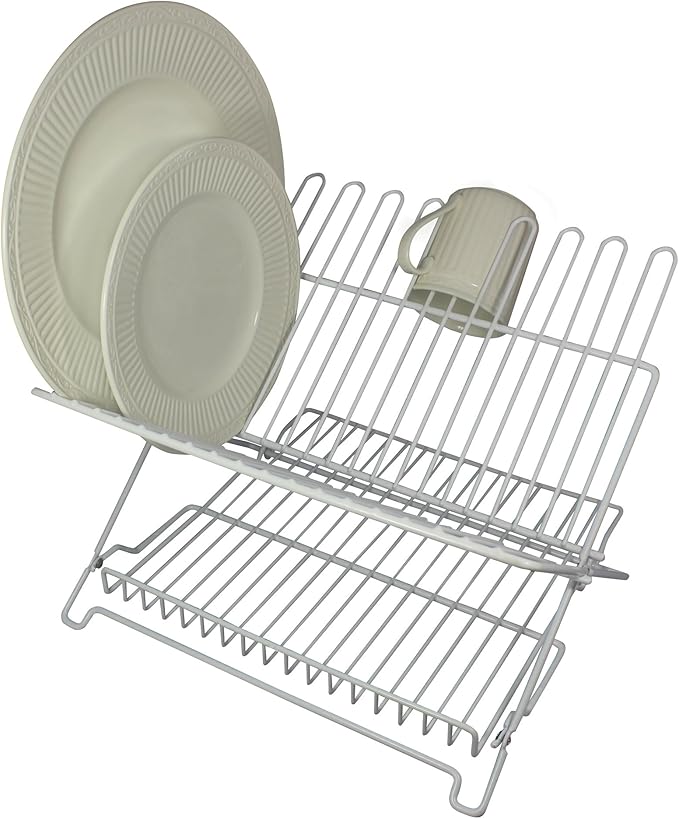 Better Houseware 1483 Junior Folding Dish Rack, White