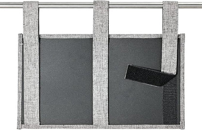 Zafit Linen Bedside Caddy, Bedside Storage Organizer for Hospital Beds, College Dorm Rooms or Baby Bed (5 Pockets-Grey)
