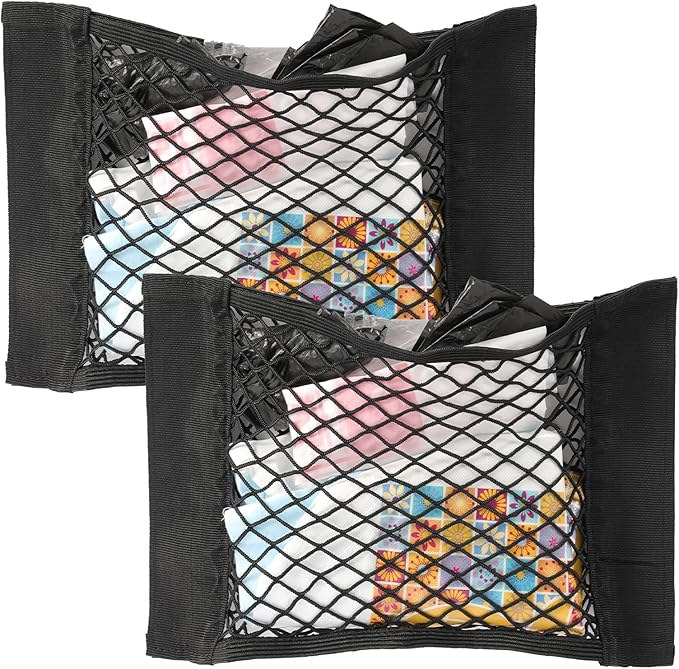 2Pcs Plastic Bag Holder, Grocery Bag Holder Organizer Dispenser, Mesh Storage Net, Trash Bag, Garbage Bag, Shopping Bag Under Sink Cargo Organizers and Wall Mounted