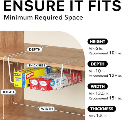 Simple Houseware 6PK Under Shelf Basket, White