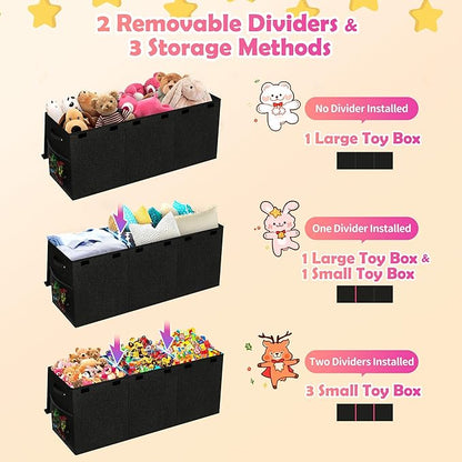 Extra Large Toy Box, Collapsible Sturdy Kids Toy Chest for Boys, Girls, 40"x14"x16" Storage Organizer Toddler Storage Bins with Lids, Toybox Basket for Living Room, Bedroom, Nursery, Black