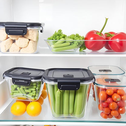 H.JSS WDJS 4 Cup Square Borosilicate Glass Food Storage Containers, 32oz Tall Glass Soup Containers with Lids, Large Square Meal Prep Bowl for Food, Salad, Lunch, Deli, Microwave, Freezer Saf (4Pack)