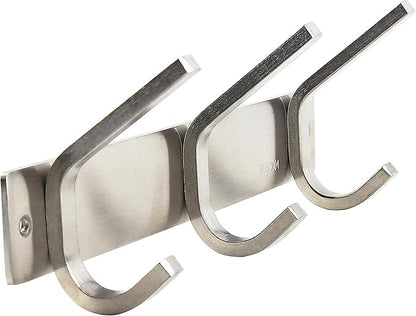 WEBI Heavy Duty SUS 304 Coat Bath Towel Hanger Rail Bar, 3 Hooks, for Bedroom, Bathroom, Foyers, Hallways, Entryway, Great Home, Office Storage & Organization, Brushed Finish, 2 Pack